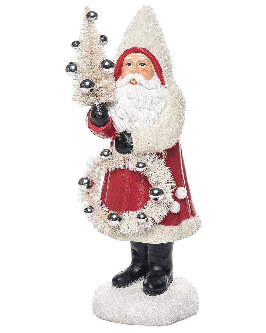Transpac Resin 12in Multicolored Christmas Old World Santa And Tree Figurine
