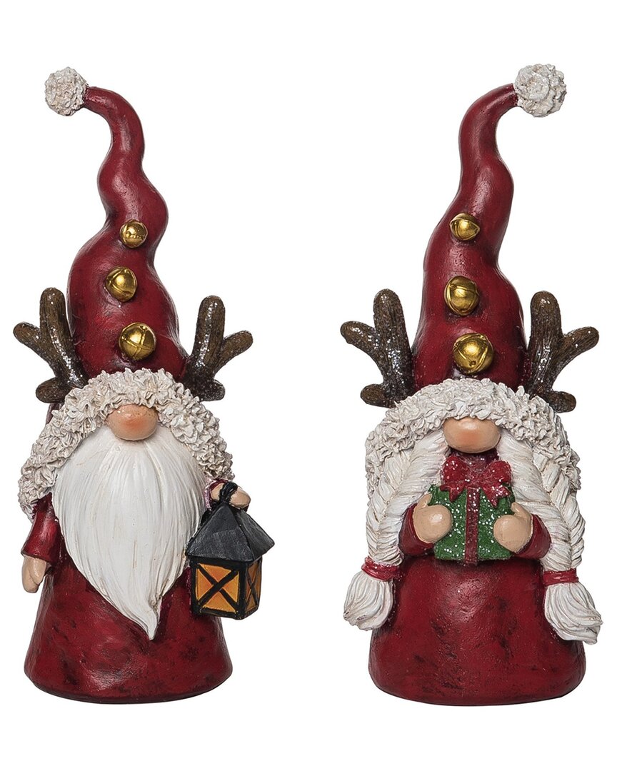Transpac Resin 9in Multicolored Christmas Gnome Figurine Set Of 2