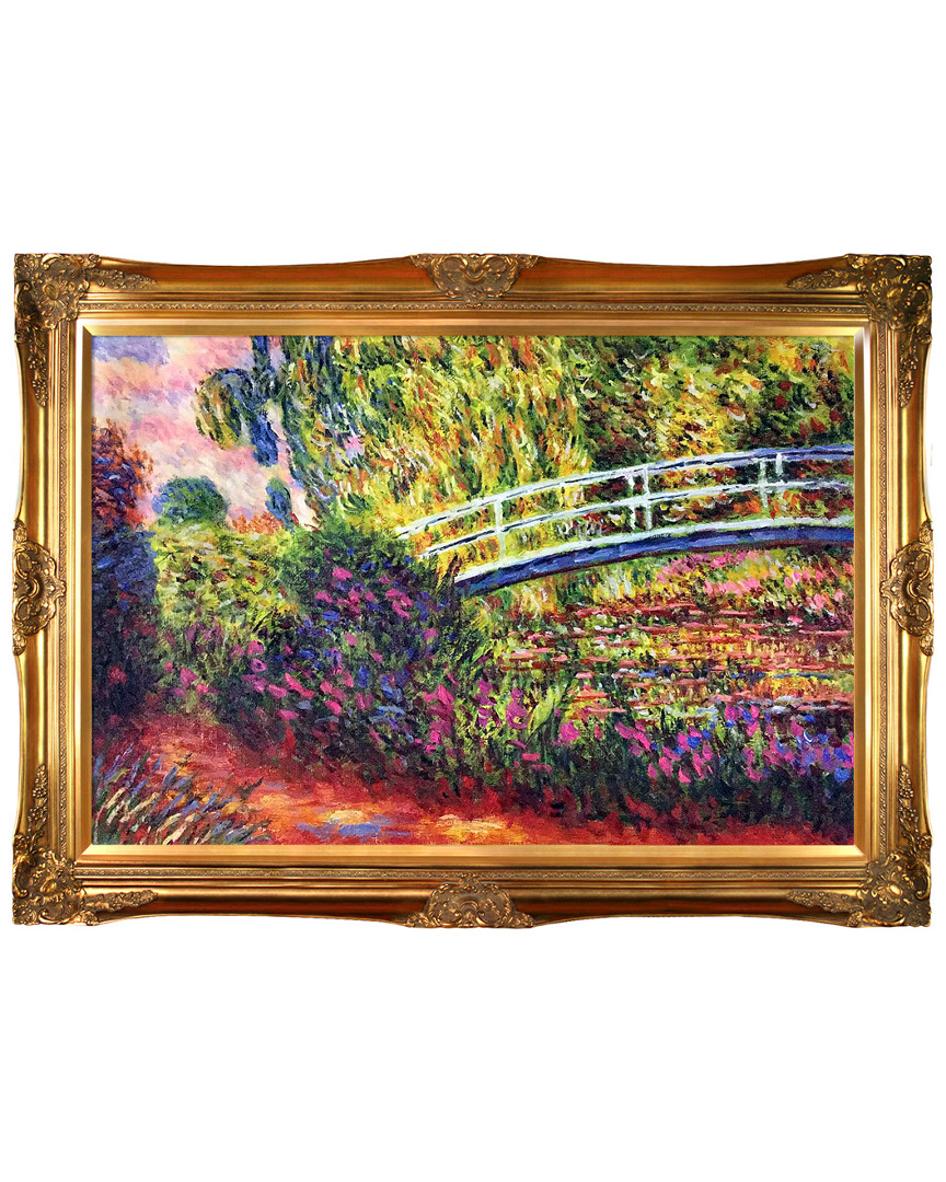 Museum Masters The Japanese Bridge (the Water-lily Pond Water Irises) Framed Oil Reproduction By Cla