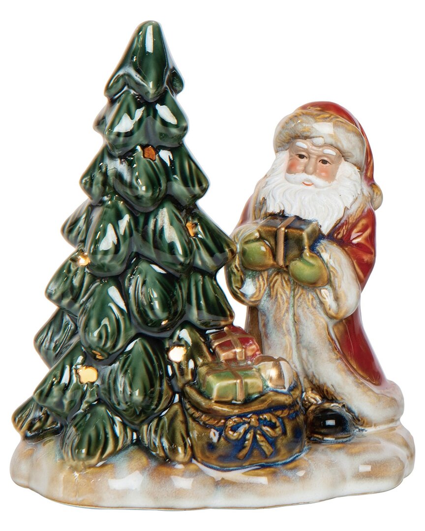 Transpac Ceramic 7.28in Multicolored Christmas Light Up Tree Santa