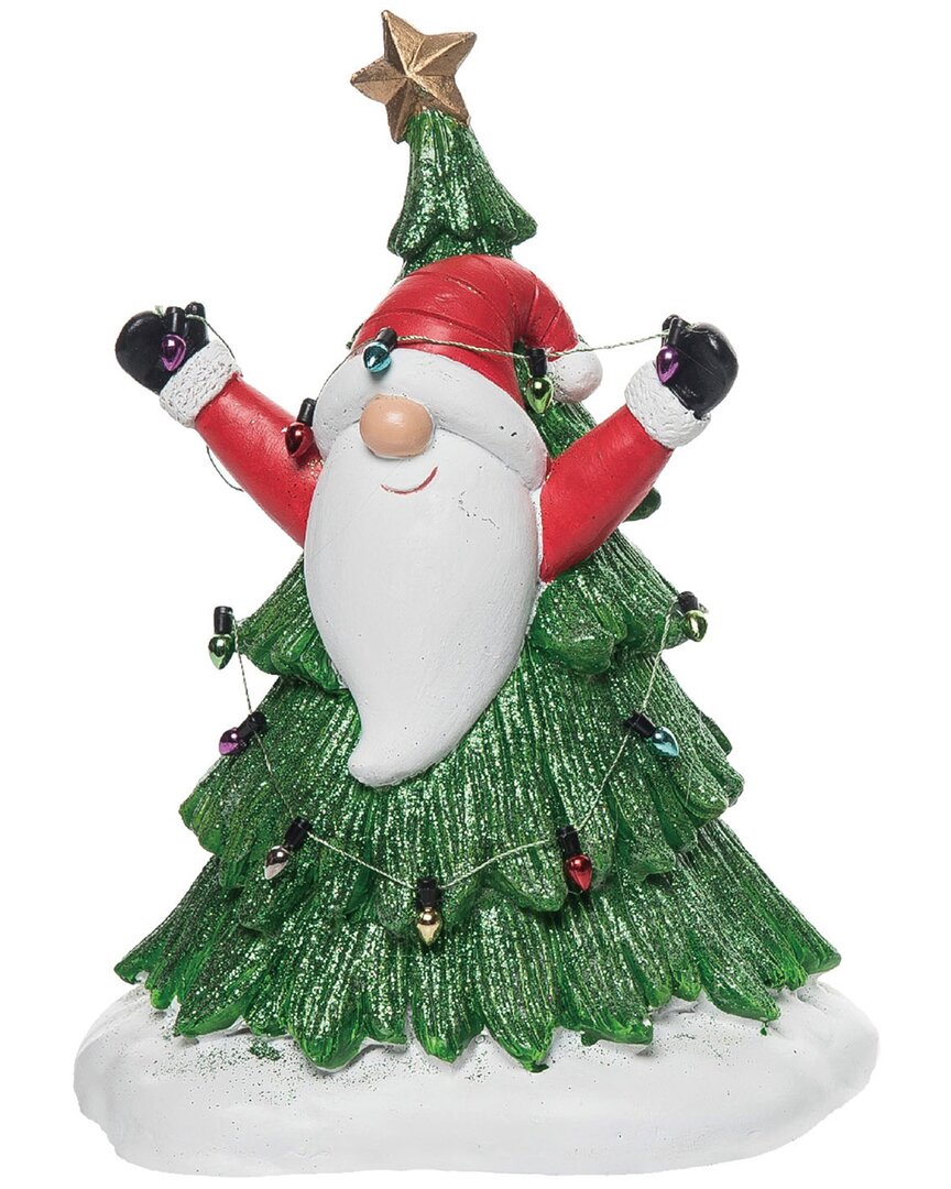 Transpac Resin 8.25in Multicolored Christmas Gnome Decorating Tree Figurine