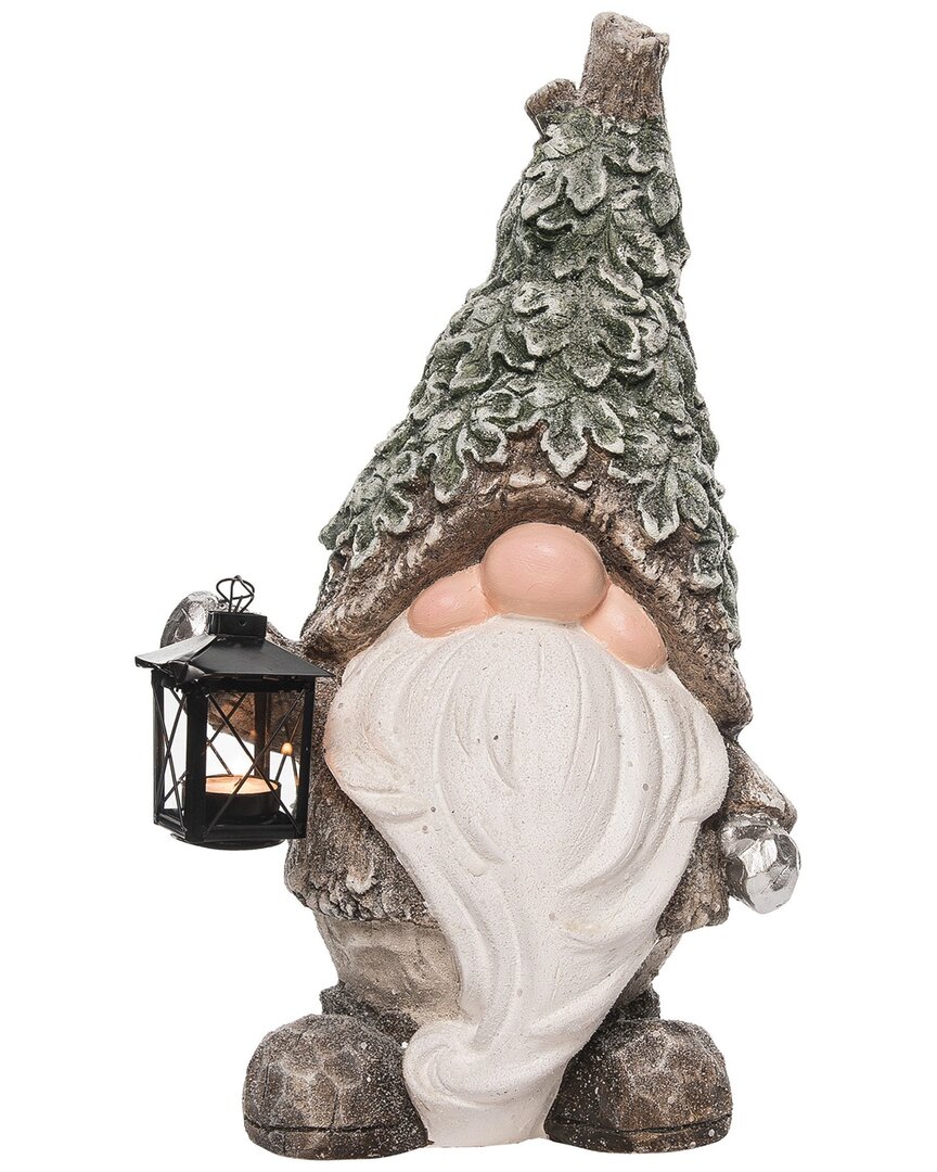 Transpac Resin 20in Multicolored Christmas Leafy Gnome With Tealight Holder Figurine