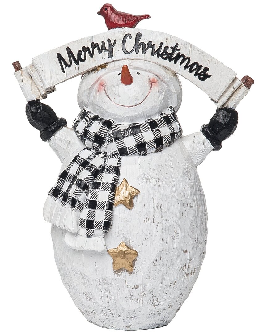 Transpac Resin 10in Multicolored Christmas Rustic Scarf Snowman Figurine In White