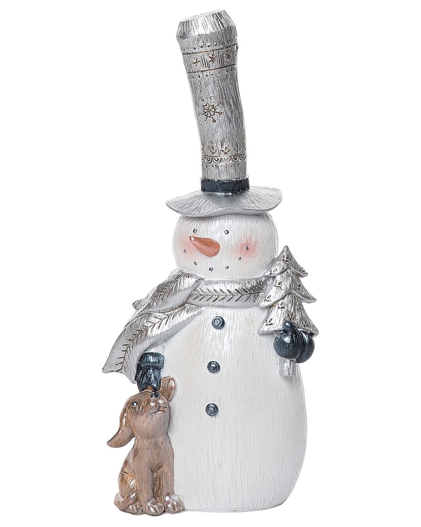Transpac Resin 10in Christmas Metallic Snowman Figurine In White