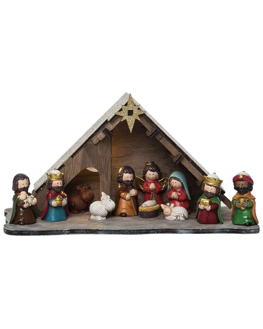 Transpac Resin 8in Multicolored Christmas Light Up Children Nativity Figurine Set Of 12