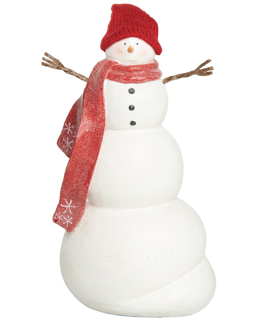 Transpac Resin 9.25in Christmas Big Arms Snowman Figurine In White