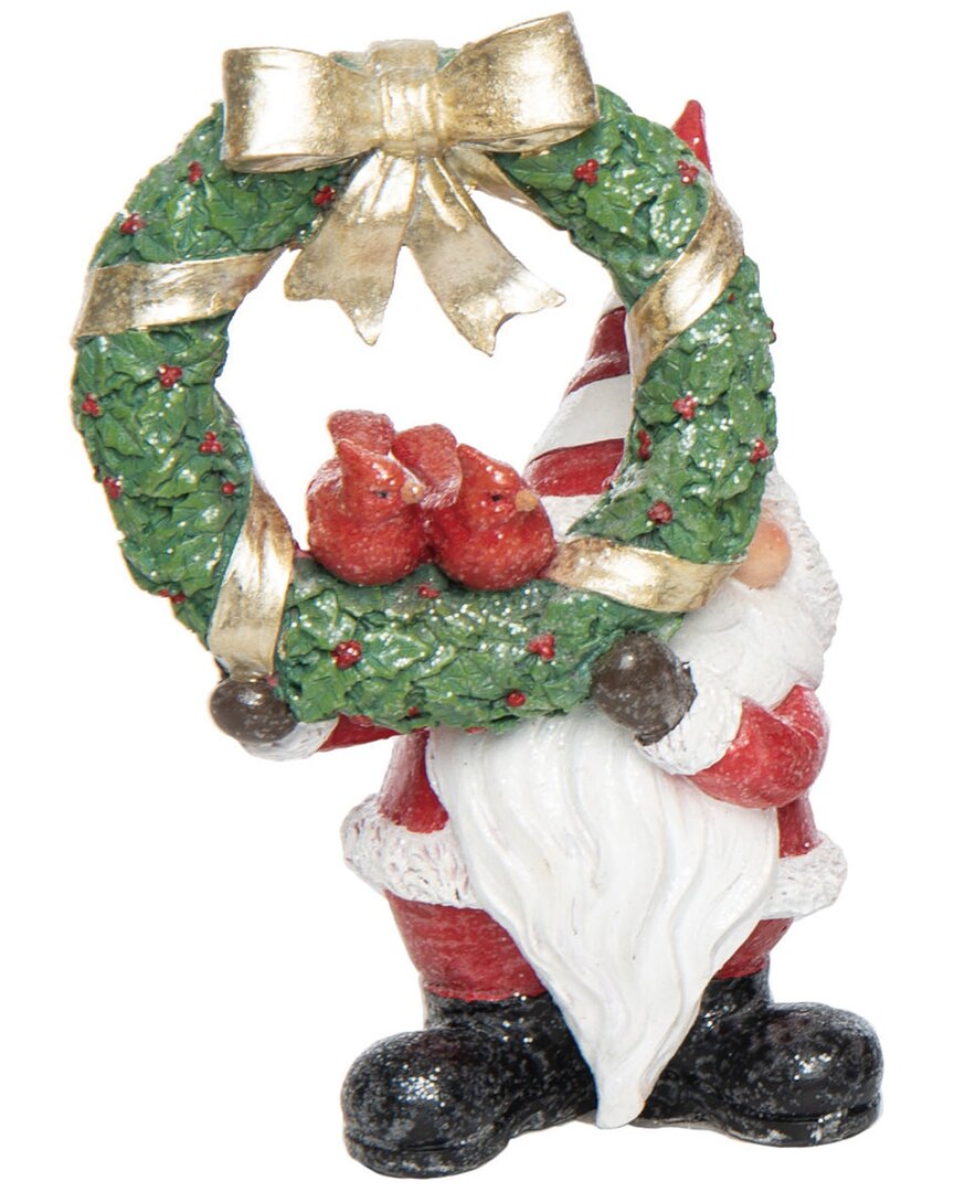Transpac Resin 10.25in Multicolored Christmas Gnome With Wreath Figurine