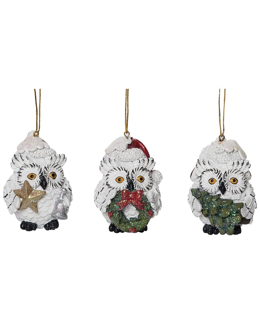 Transpac Resin 3.25in Multicolored Christmas Rustic Woodland Owl Ornament Set Of 3