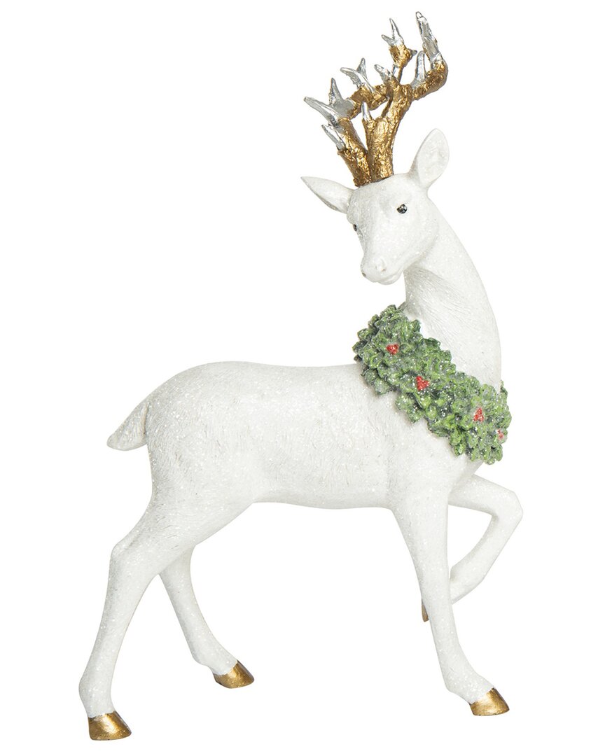 Transpac Resin 12in Christmas Elegantly Carved Reindeer Decor In White