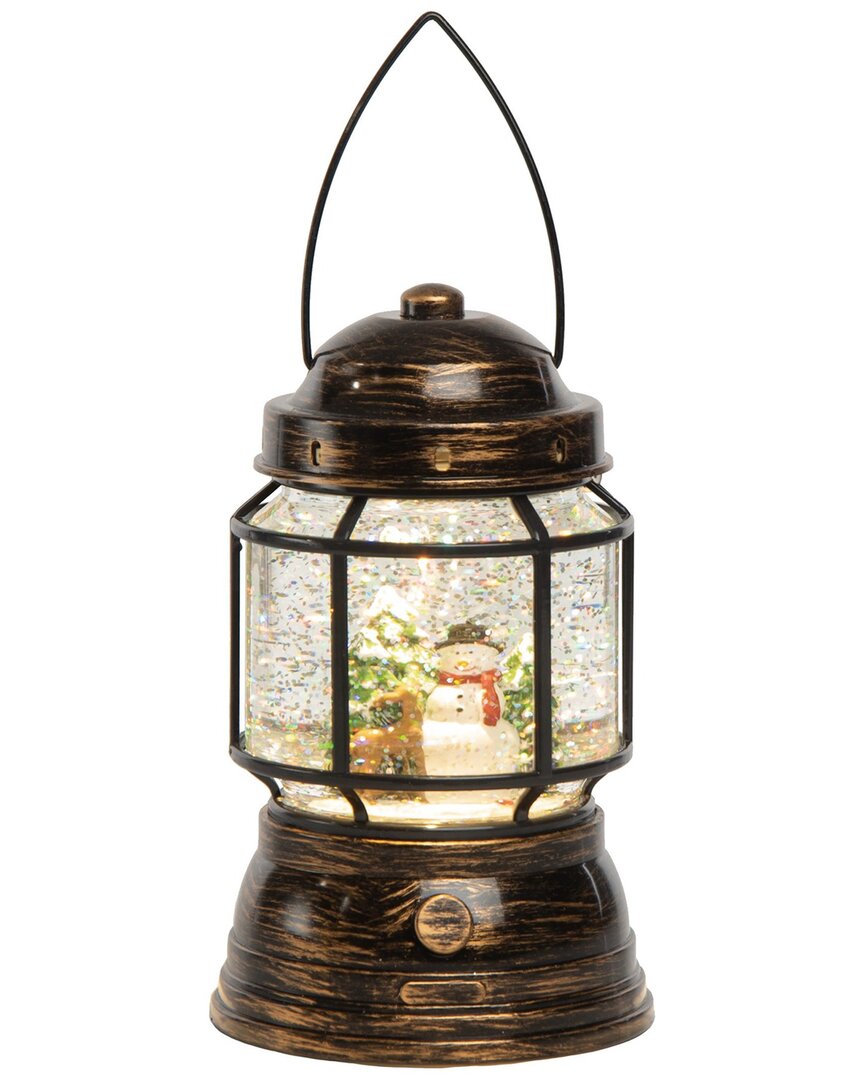 Transpac Artificial 6.75in Multicolored Christmas Light Up Rustic Snowman Lantern