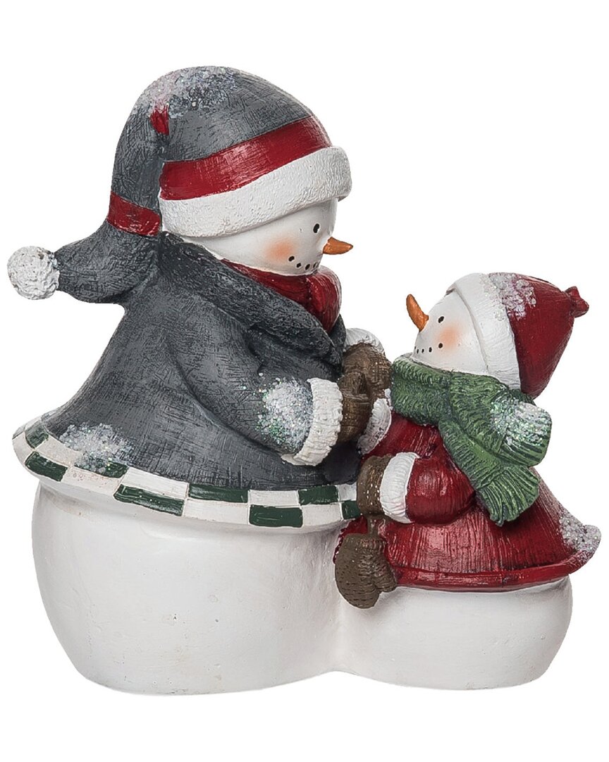 Transpac Resin 6.75in Multicolored Christmas Quilted Snowman Friends Figurine