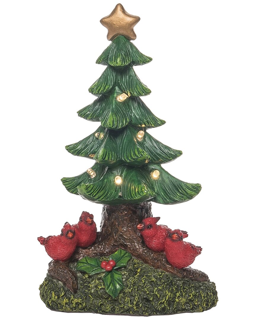 Transpac Resin 9.25in Multicolored Christmas Light Up Cardinal Tree