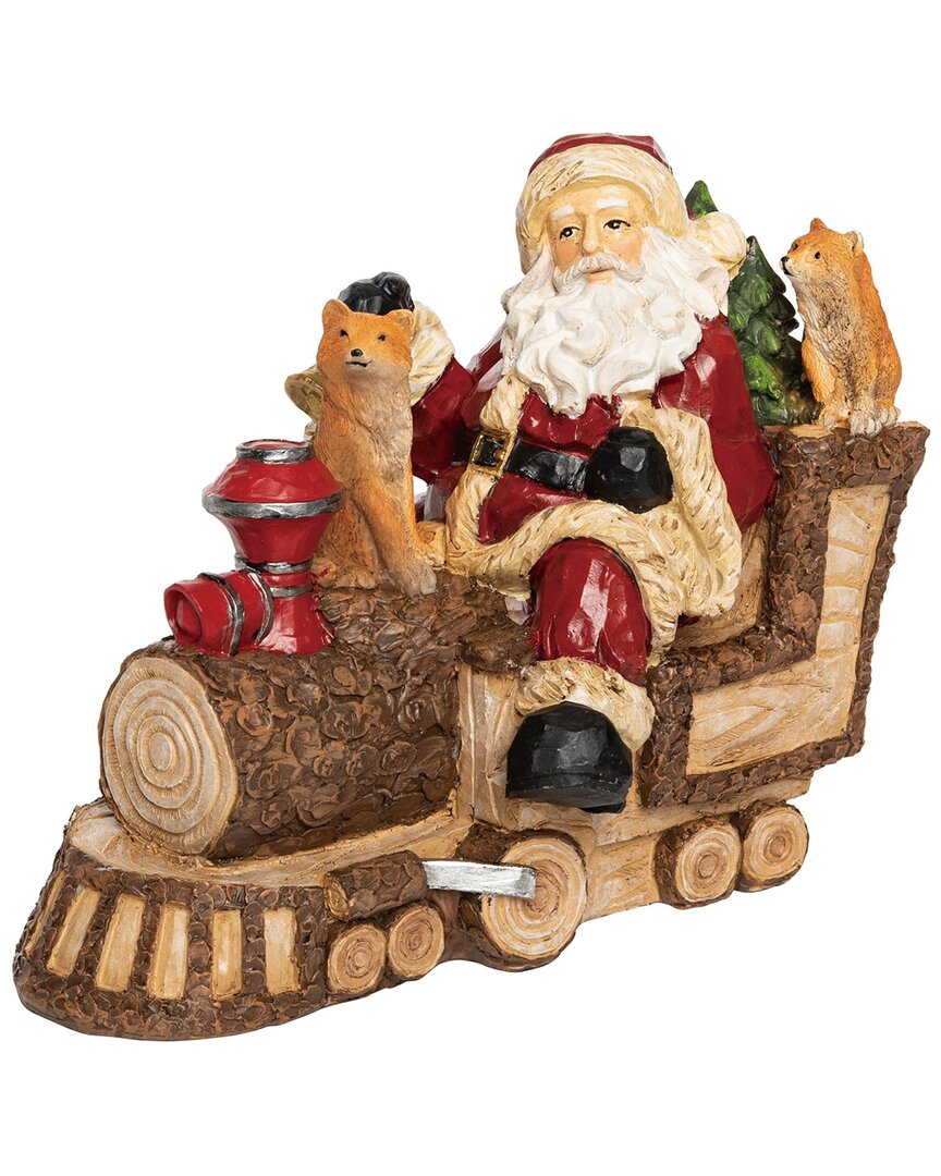 Transpac Resin 10.25in Multicolored Christmas Santa And Critters Train Decor