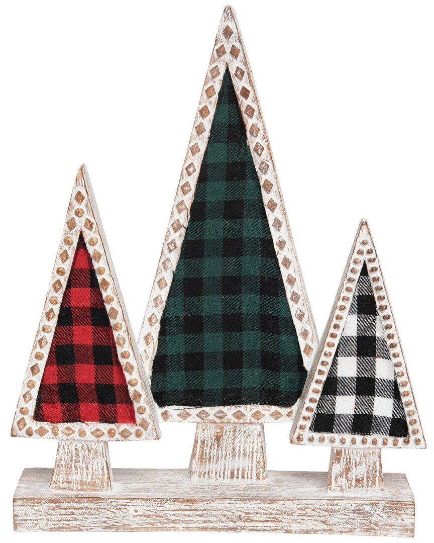 Transpac Resin 11.25in Multicolored Christmas Plaid Tree Decor