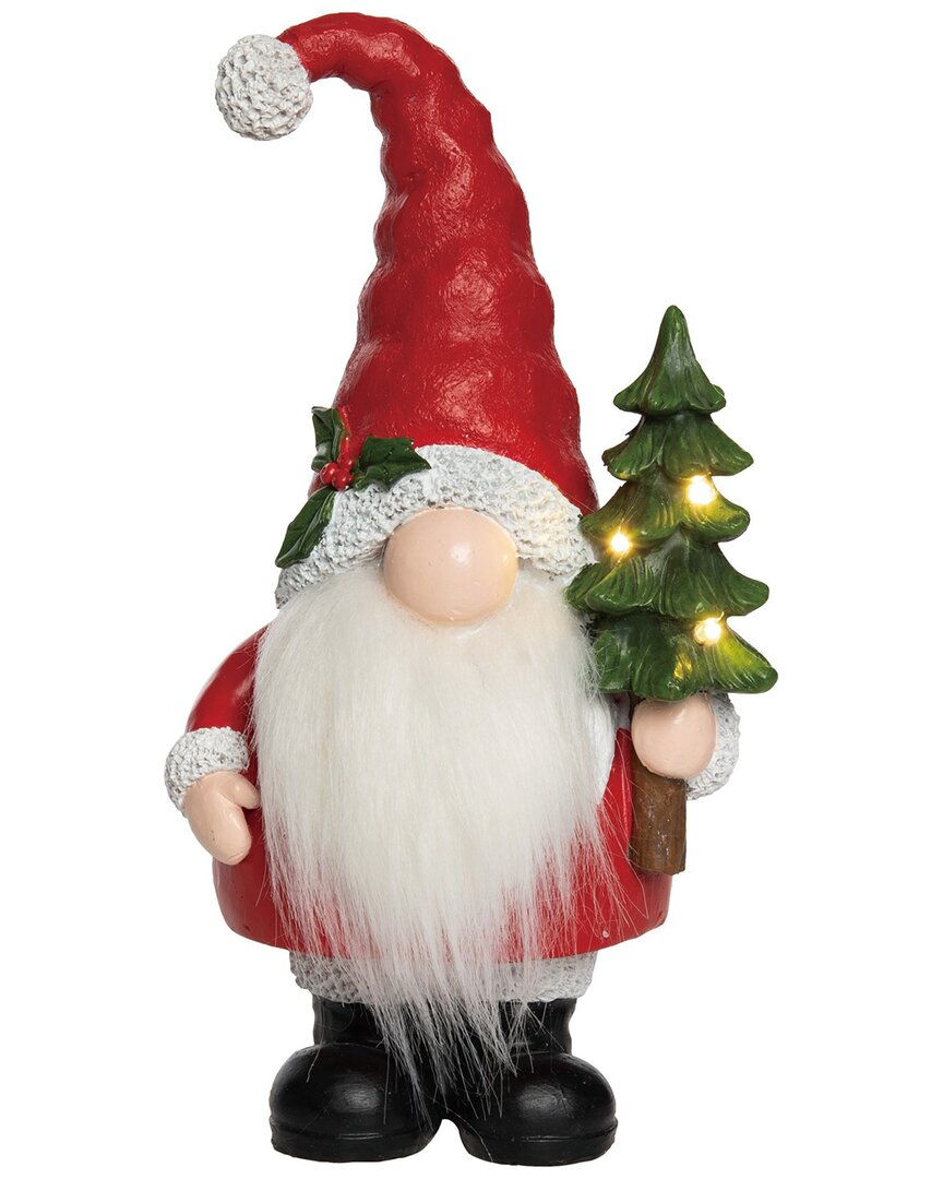 Transpac Resin 11in Multicolored Christmas Light Up Gnome With Tree Decor