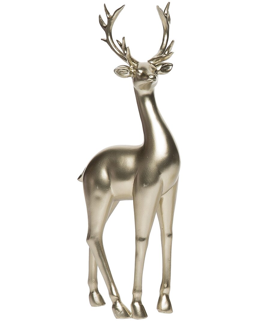 Transpac Resin 13in Christmas Standing Reindeer Decor In Gold