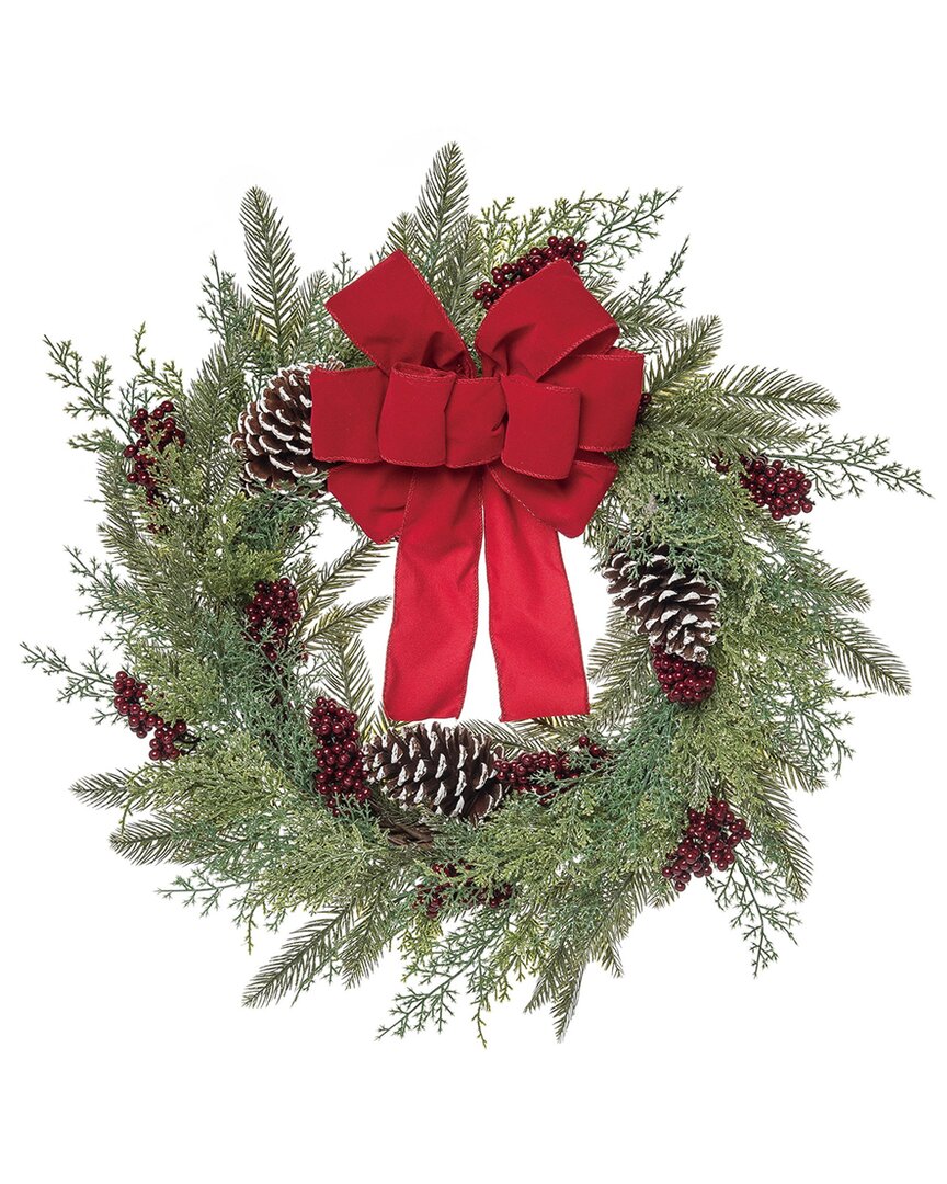 Transpac Artificial 24in Christmas Statement Classic Holiday Wreath In Green