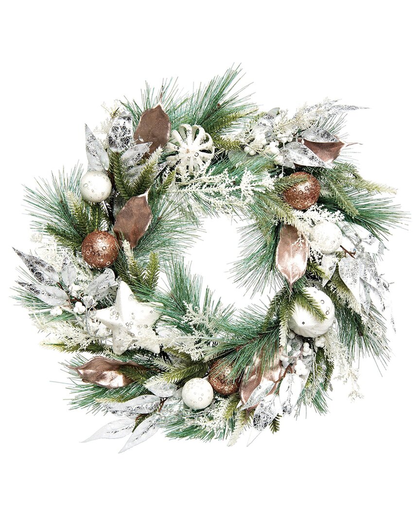 Transpac Artificial 24in Multicolored Christmas Glow Holiday Wreath