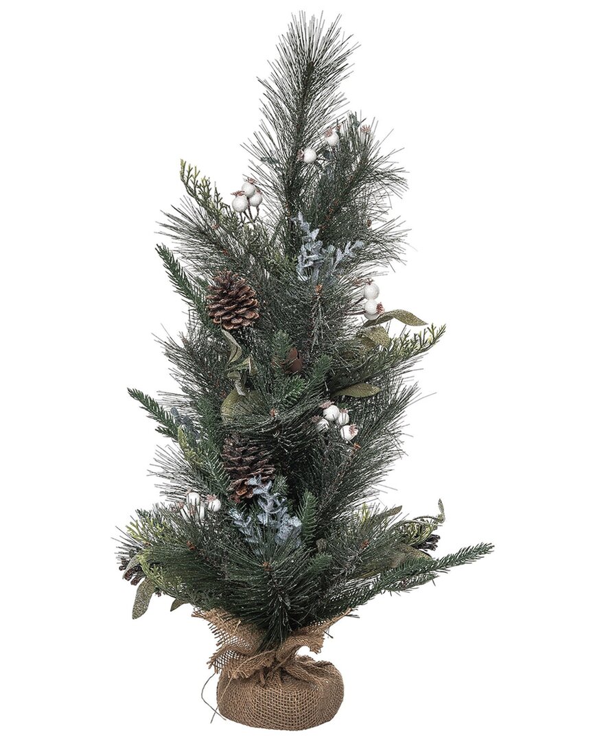 Transpac Artificial 24in Christmas Mixed Greenery Tree With Rustic Bells