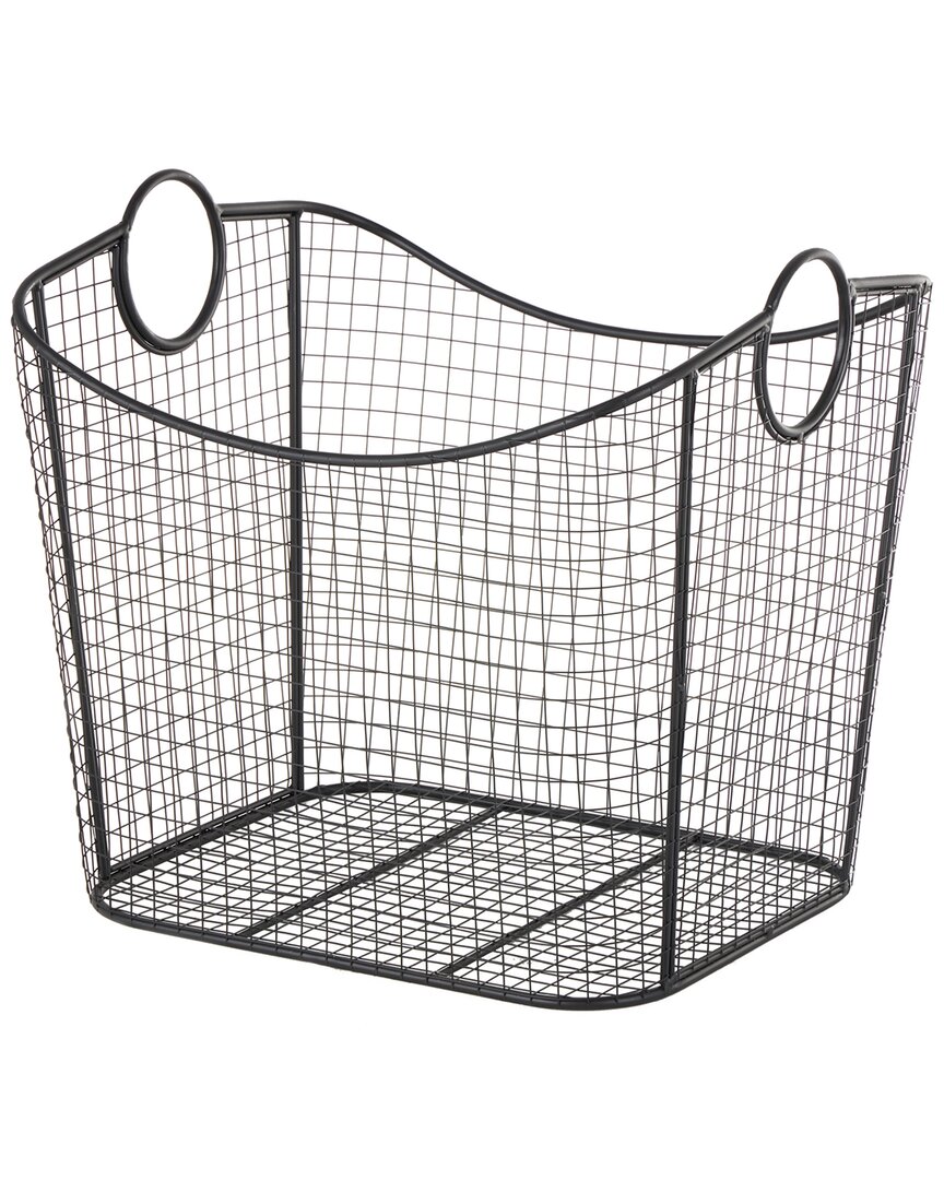 Peyton Lane Metal Deep Storage Basket With Round Handles In Black