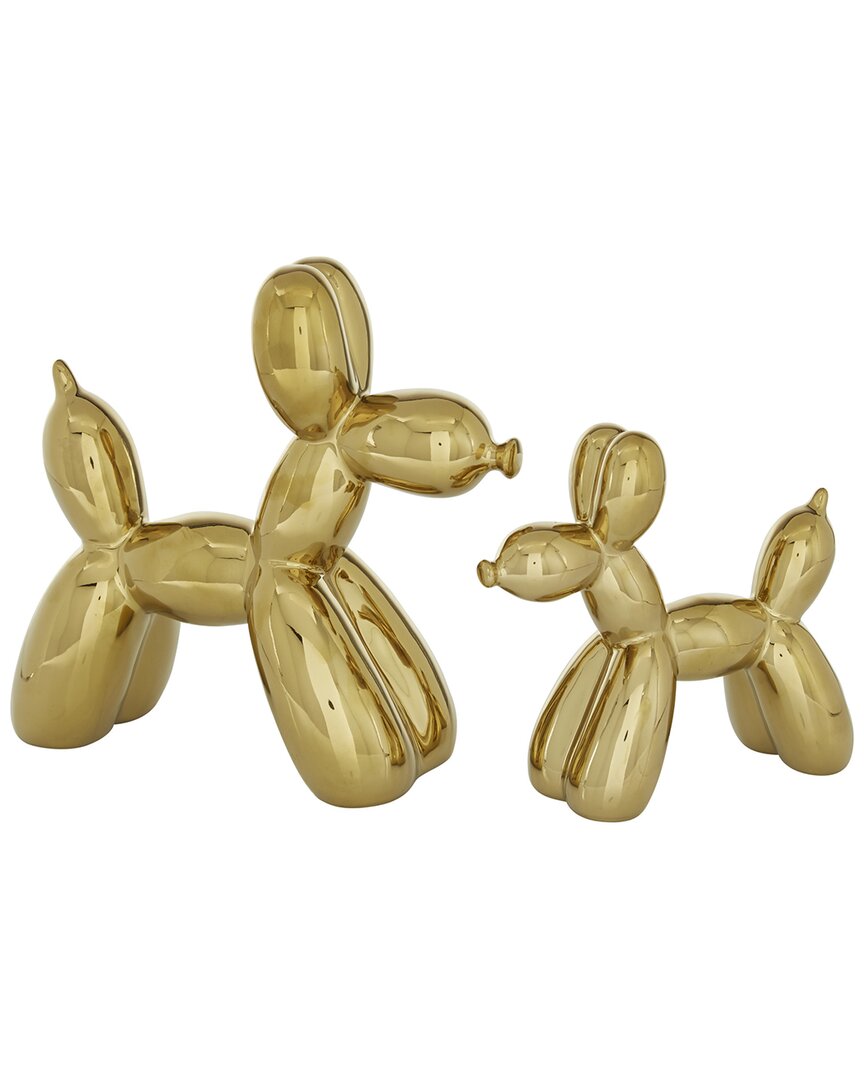 Peyton Lane Set Of 2 Contemporary Dog Ceramic Sculpture In Gold