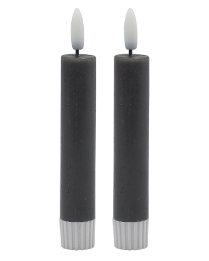 Bidkhome Set Of 2 Small Flameless Taper Candles In Gray
