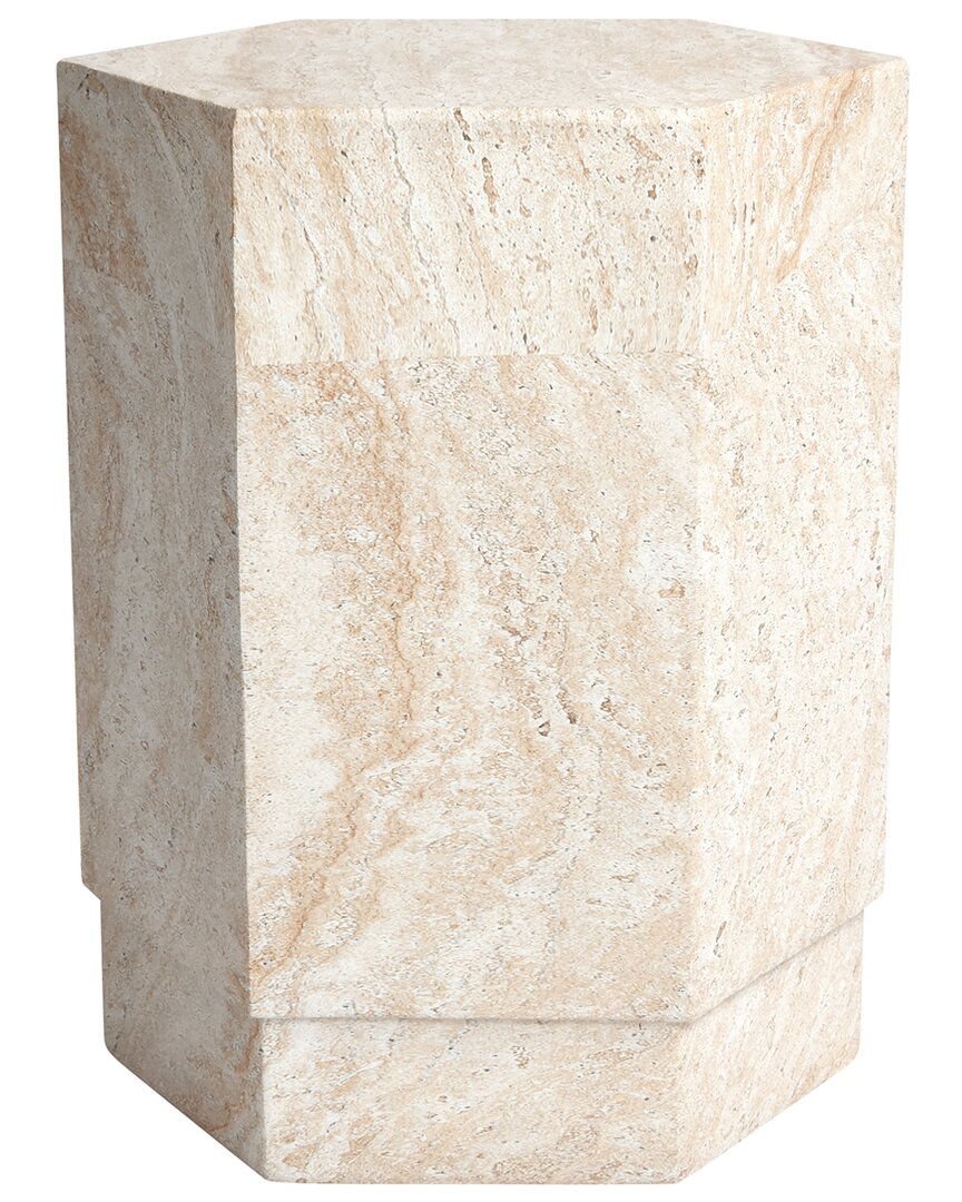 Empire Art Direct Mystic Mirage Travertine Finish Italian Design Side Table In Neutral