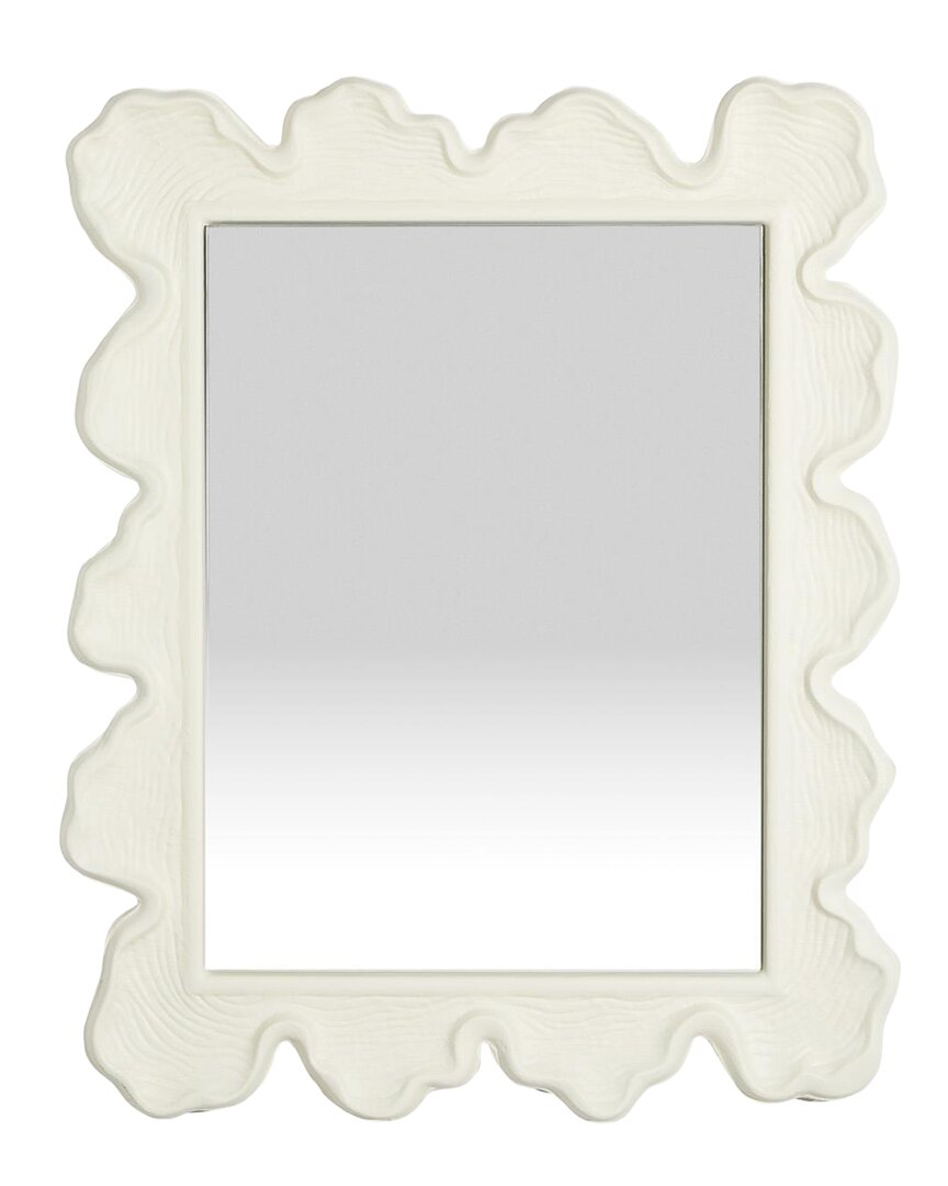 Tozai Home Scalloped Organic Wall Mirror In White