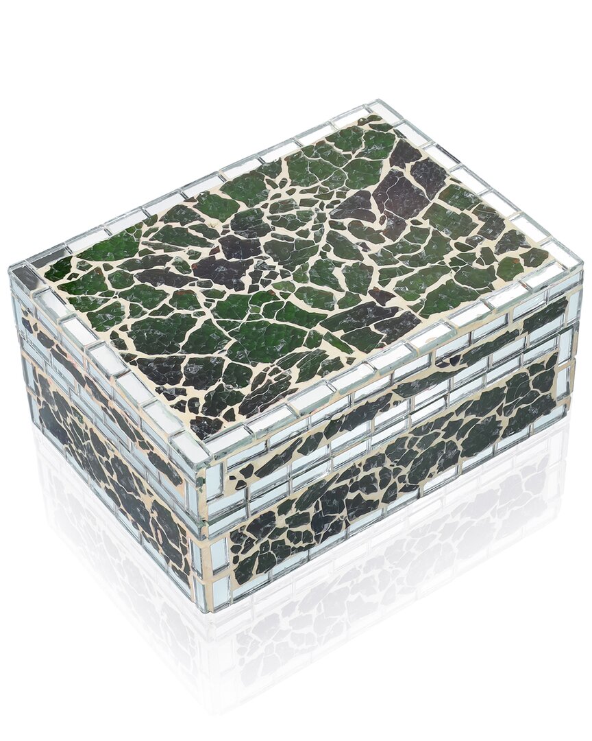 Tiramisu Verdant Crackle Mosaic Decorative Box In Multi