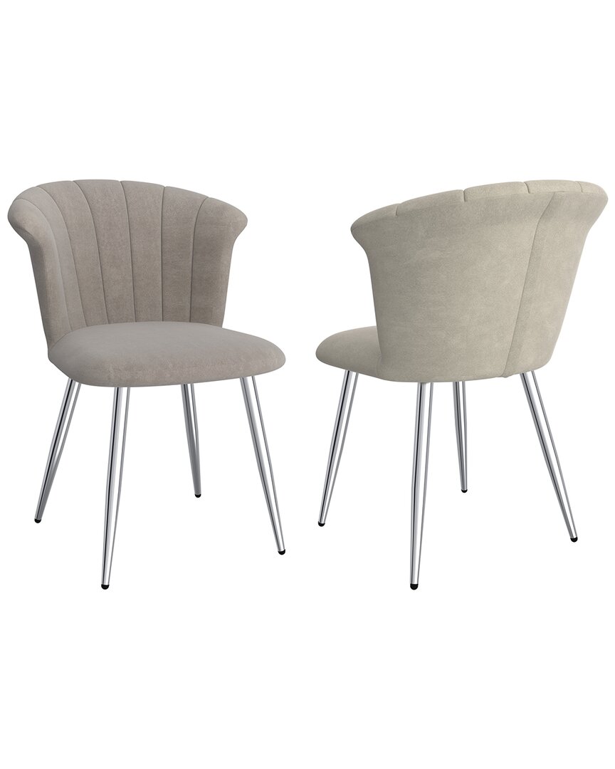 Worldwide Home Furnishings Set Of 2 Modern Velvet & Metal Side Chair In Grey