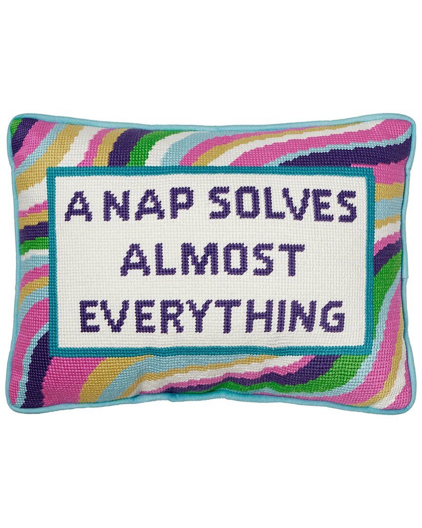 PEKING HANDICRAFT PEKING HANDICRAFT A NAP SOLVES ALMOST EVERYTHING NEEDLEPOINT PILLOW