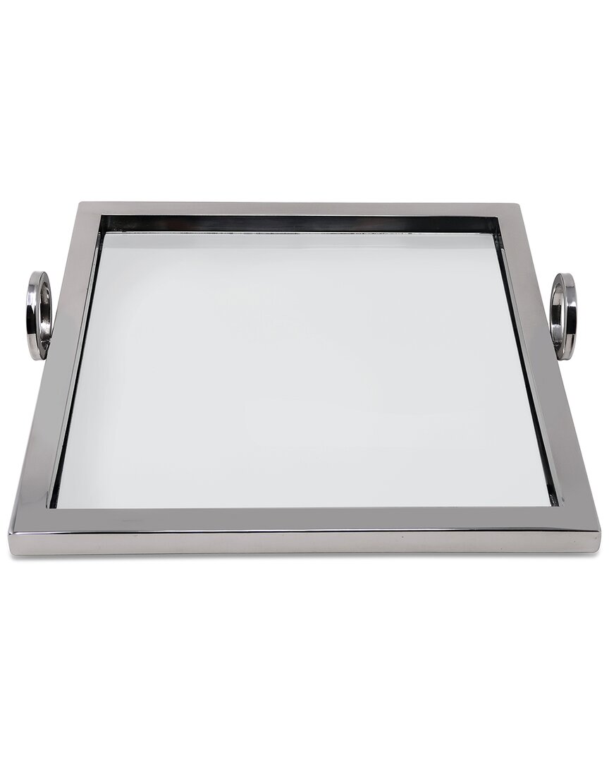 Vivience Square Mirror Tray In Gray