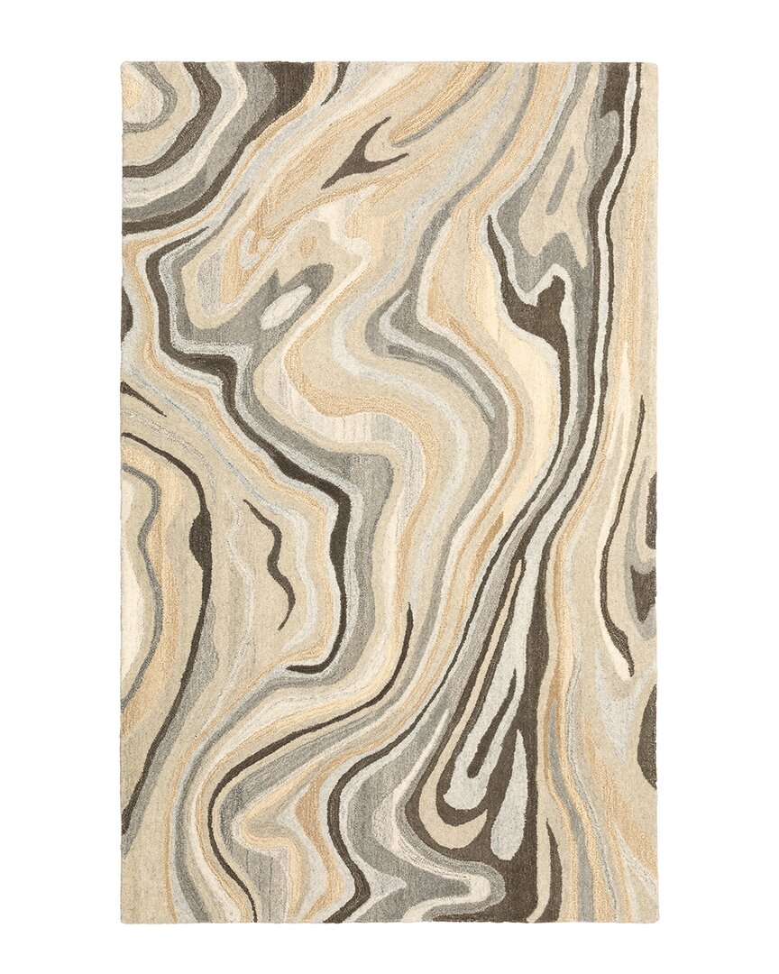 Stylehaven Apolo Abstract Waves Wool Rug In Sand