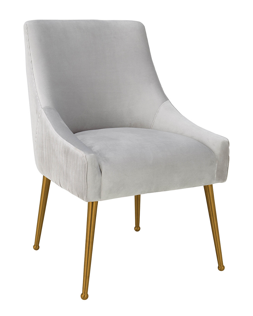 Tov Furniture Beatrix Pleated Velvet Side Chair In Light Gray