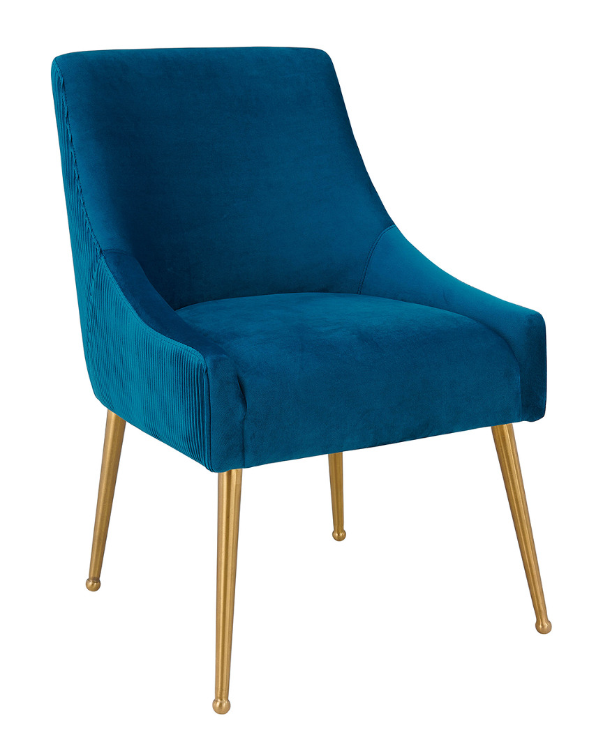 Tov Furniture Beatrix Pleated Velvet Side Chair In Navy