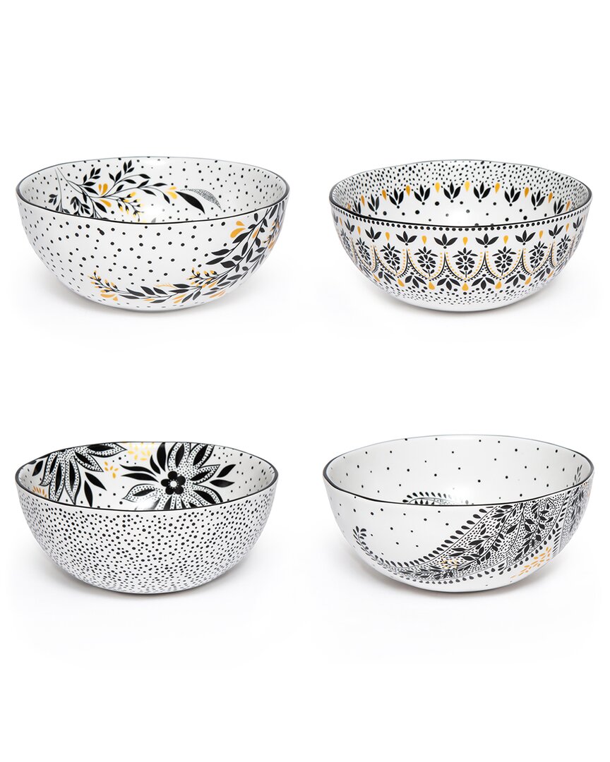 Portmeirion Set Of 4 Artisanne Noir Rice Bowls