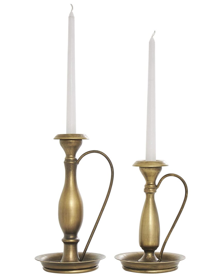 Peyton Lane Set Of 2 The Novogratz Antique Style Candle Holders In Bronze