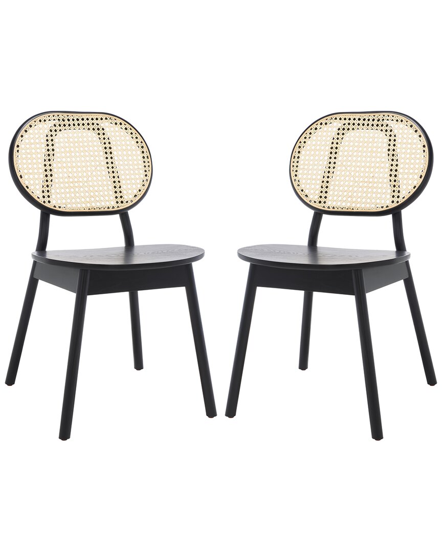 Safavieh Couture Kristianna Set Of 2 Rattan Back Dining Chairs In Black