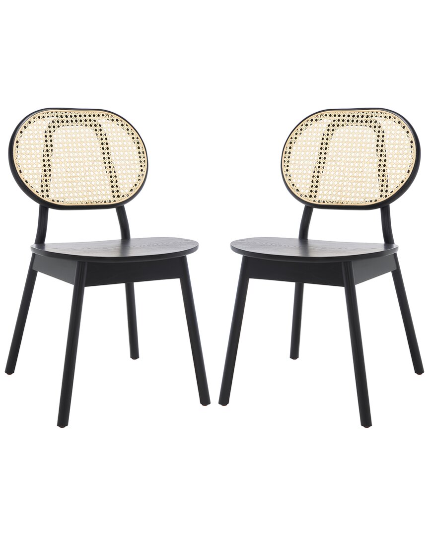 Safavieh Couture Kristianna Set Of 2 Rattan Back Dining Chairs In Black