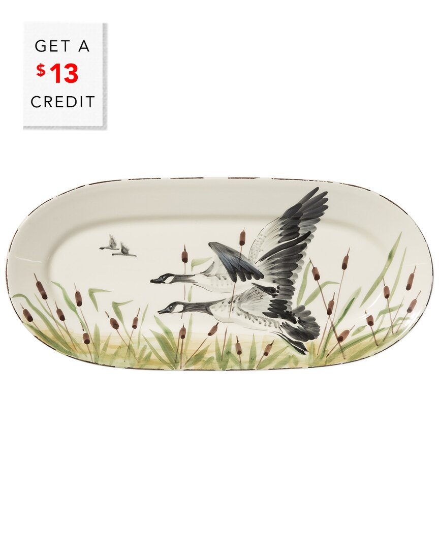 Vietri Wildlife Geese Small Oval Platter With $13 Credit