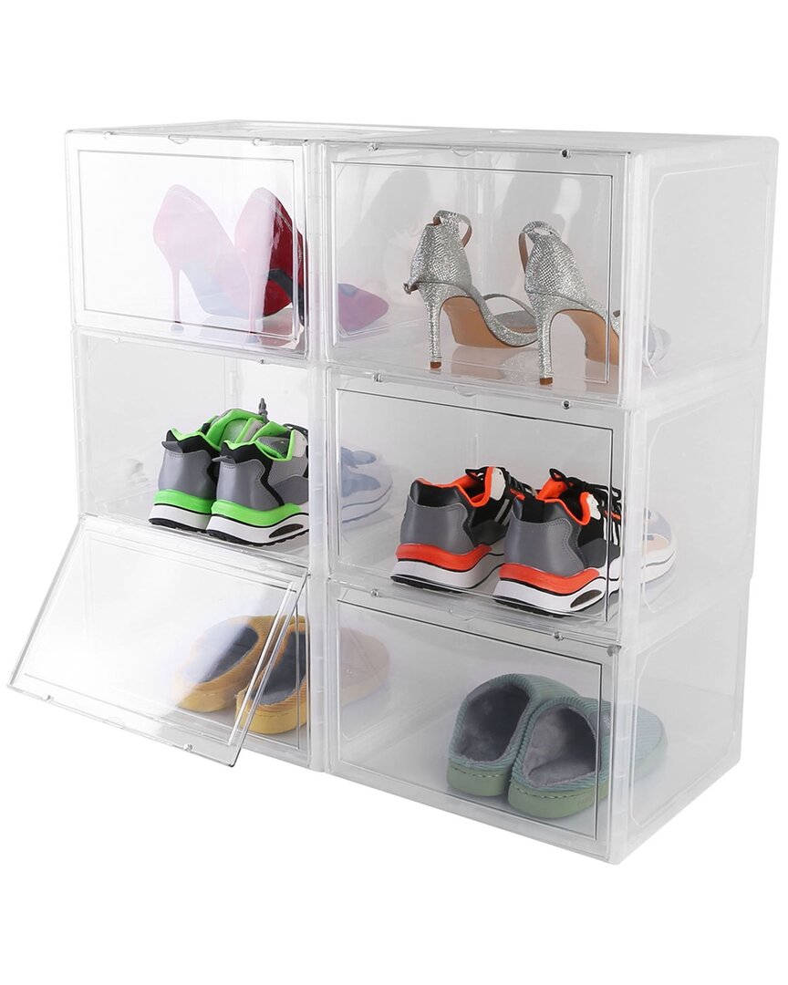 Fresh Fab Finds Pack Of 6 Collapsible Shoe Boxes In White