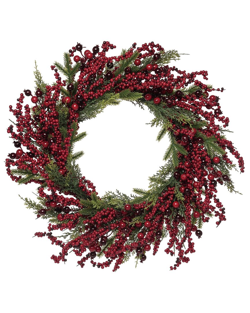 Transpac Foam 24in Christmas Berry Wreath In Red