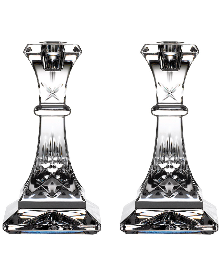 Waterford Set Of 2 Lismore Candlesticks In Transparent