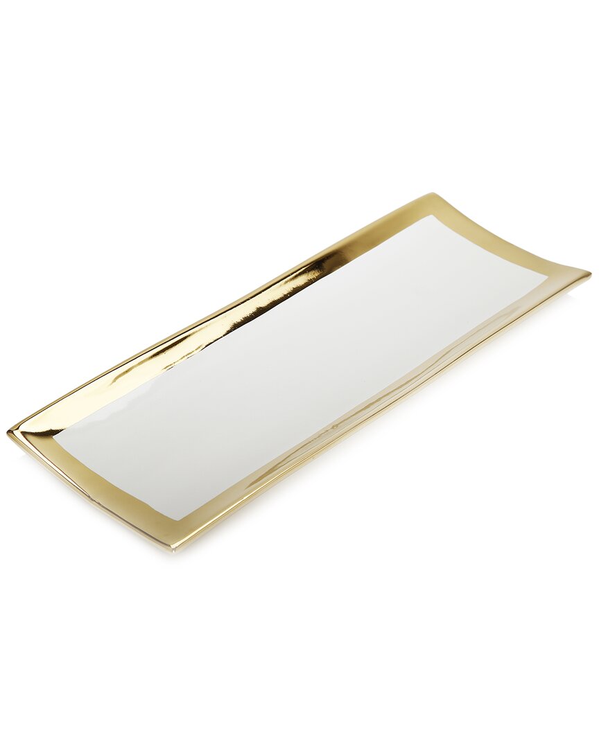 Vivience Gold Edged White Oblong Tray