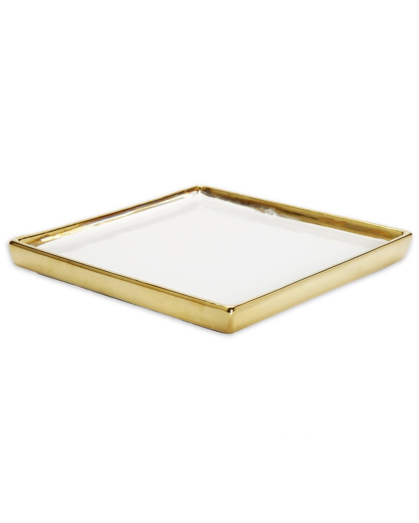 Shop Vivience Gold Edged White Square Tray
