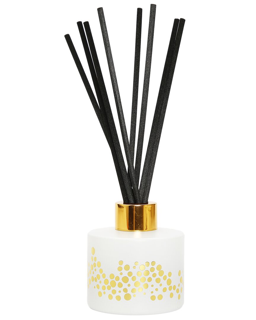 Vivience Gold Spotted White Bottle Diffuser, "lily Of The Valley" Aroma In Orange