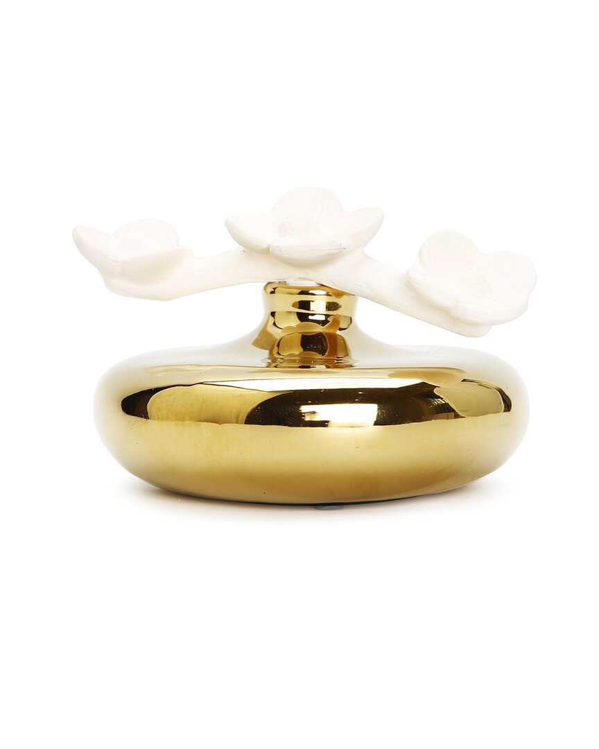 Vivience Round Diffuser & Dimensional White Flower: Lily Of The Valley In Gold