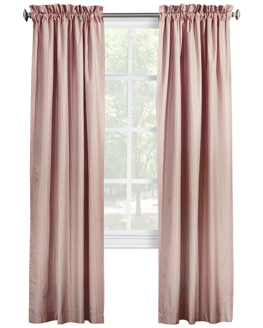 Thermalogic Ticking Stripe Pole Top Curtain Panel Pair Window Dressing In Pink