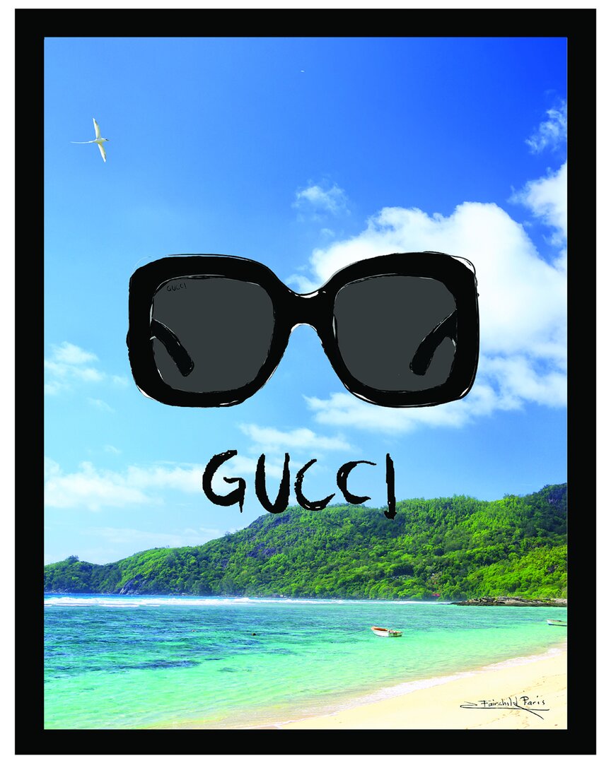 Fairchild Paris Gucci Glasses On The Beach Framed Print Wall Art In Black