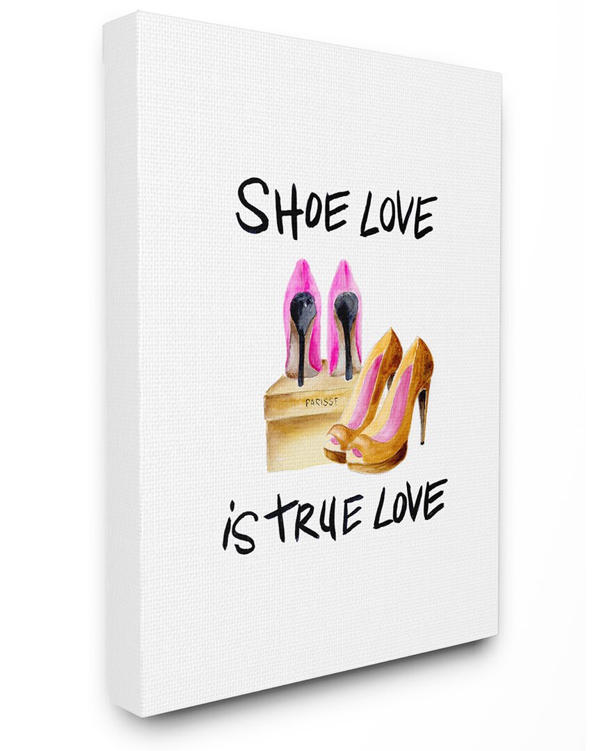 Stupell Industries Shoe Love True Love Phrase Glam Heels Stretched Canvas Wall Art By Regina Moore In White